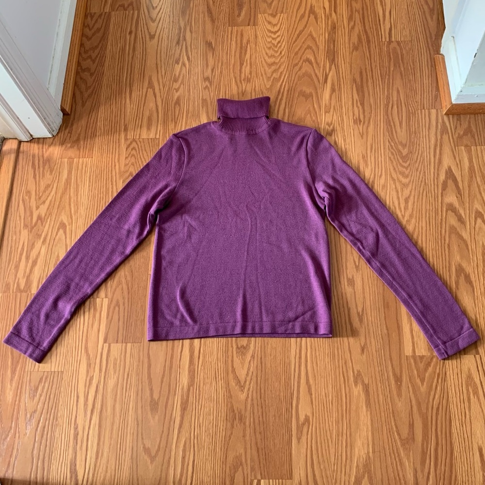 NWOT WOLFORD Wool Cotton Blend Turtleneck Sweater in Prune size small